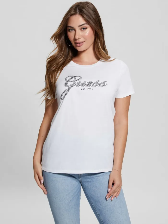 GUESS Tops Eco Glam Logo Easy Tee White 8211 Women