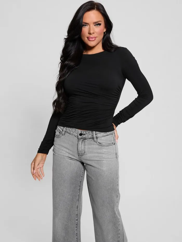 GUESS Tops Eco Noelle Shirred Top Black 8211 Women