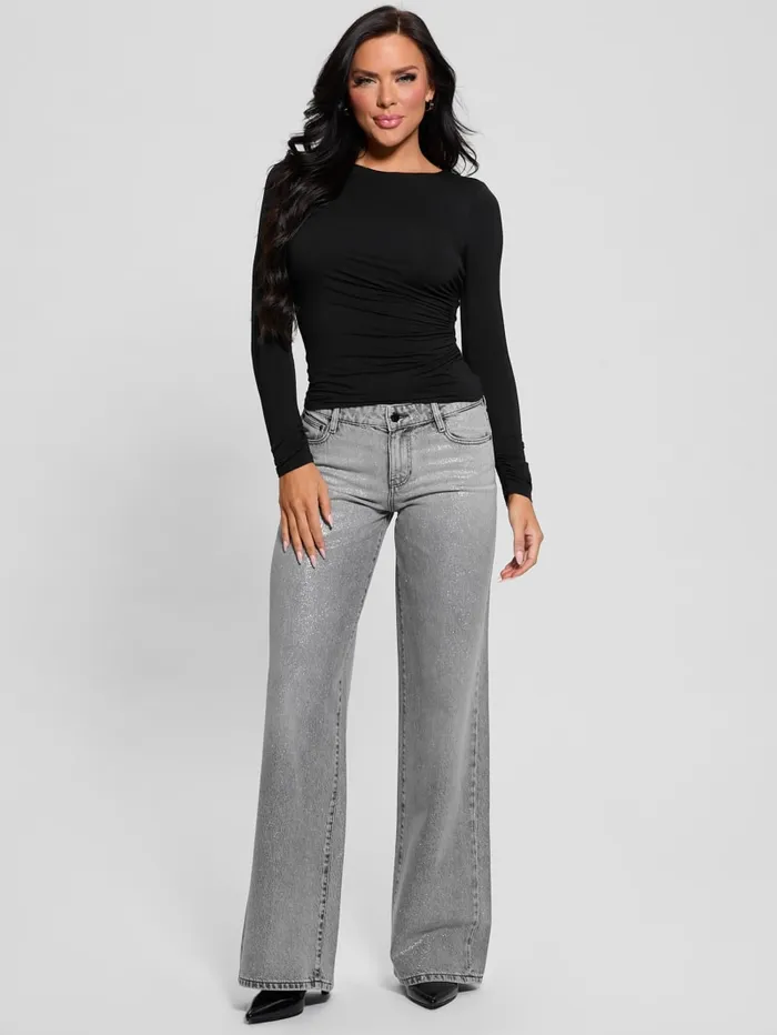 GUESS Tops Eco Noelle Shirred Top Black 8211 Women