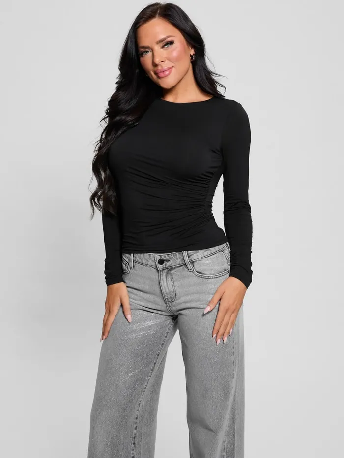 GUESS Tops Eco Noelle Shirred Top Black 8211 Women