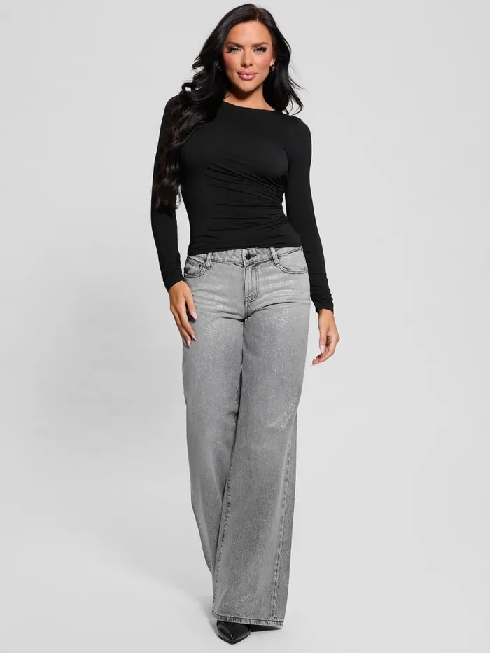 GUESS Tops Eco Noelle Shirred Top Black 8211 Women