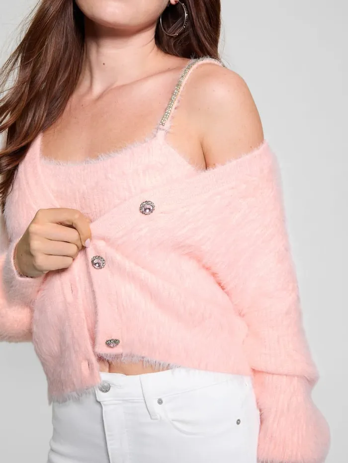 GUESS Tops Keyla Fuzzy Cardigan Blue 8211 Women
