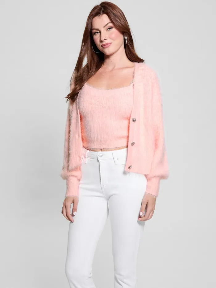 GUESS Tops Keyla Fuzzy Cardigan Blue 8211 Women
