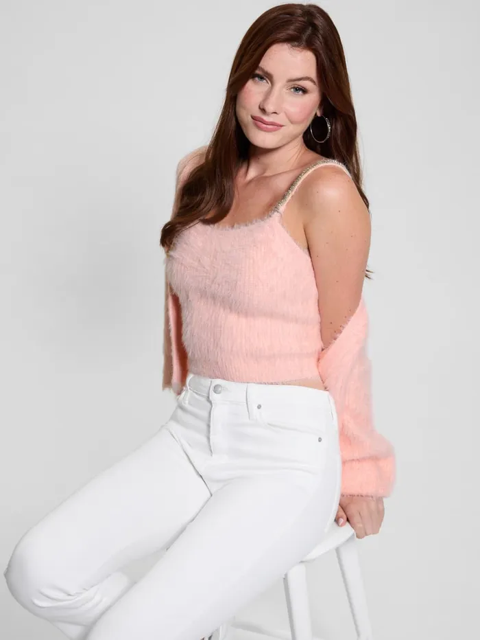 GUESS Tops Keyla Fuzzy Cardigan Blue 8211 Women
