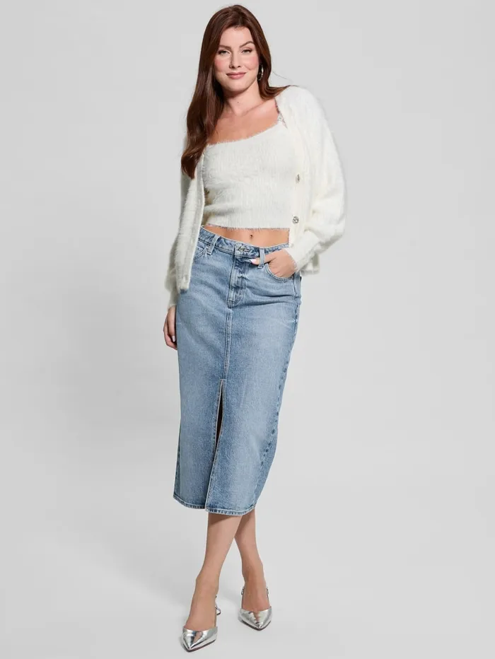 GUESS Tops Keyla Fuzzy Cardigan Blue 8211 Women