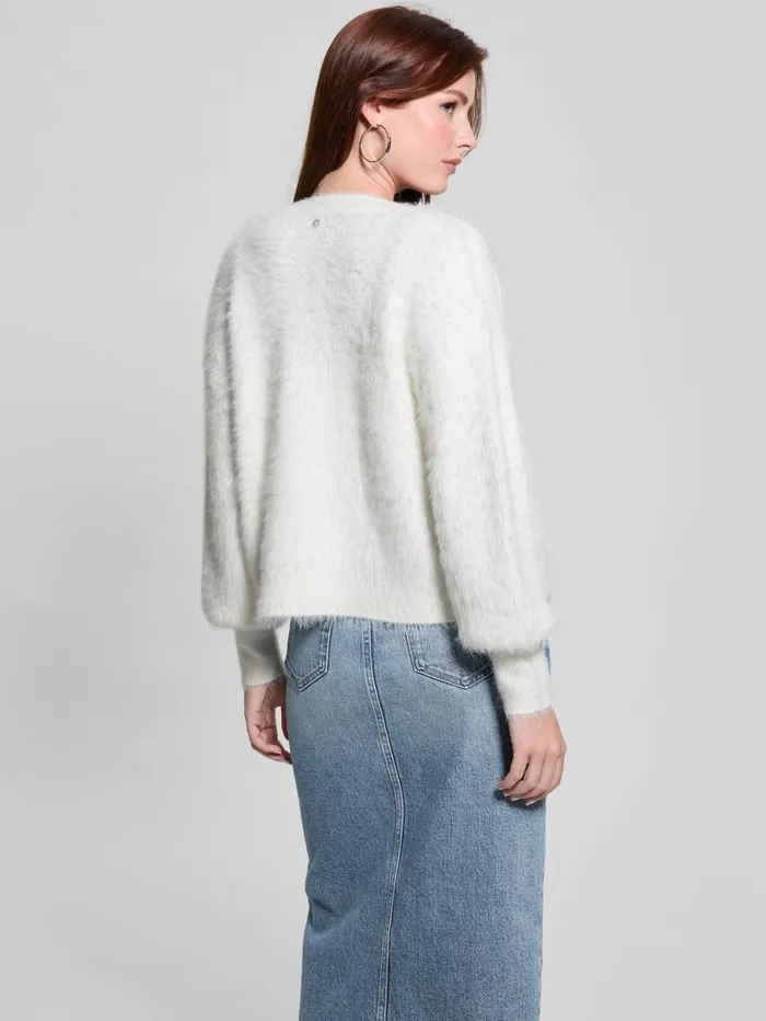 GUESS Tops Keyla Fuzzy Cardigan Blue 8211 Women