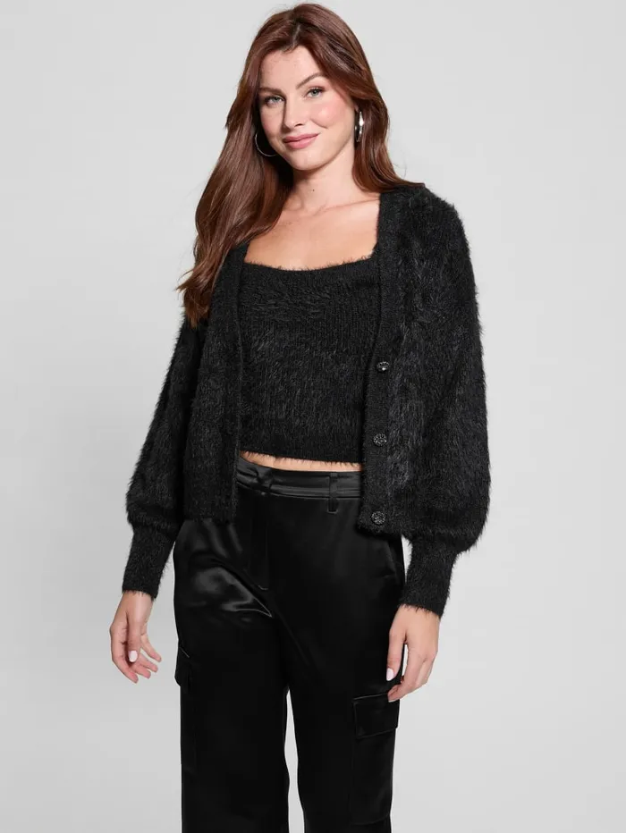 GUESS Tops Keyla Fuzzy Cardigan Blue 8211 Women
