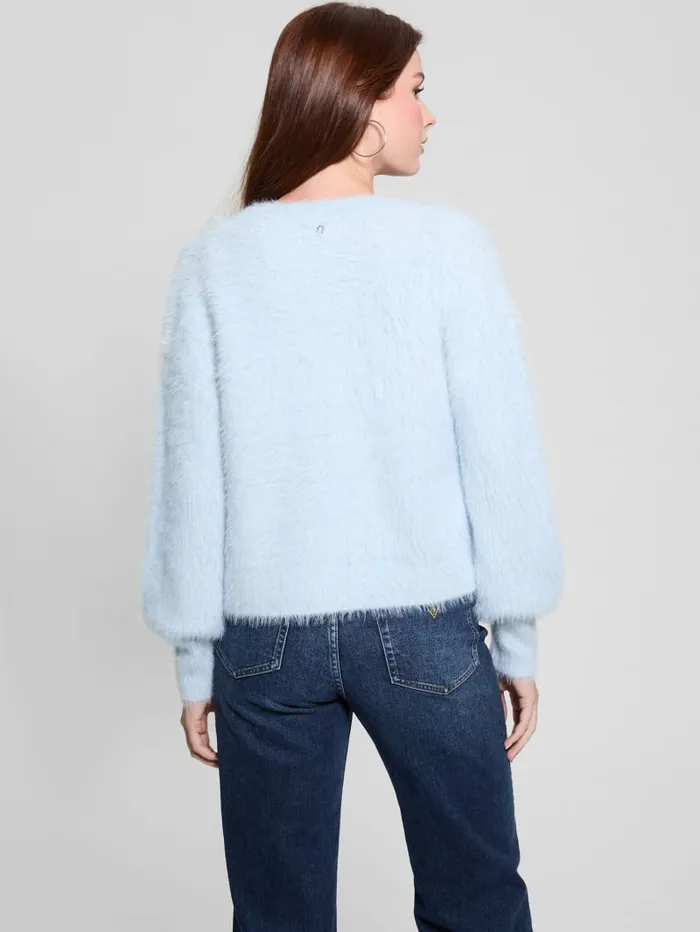 GUESS Tops Keyla Fuzzy Cardigan Blue 8211 Women