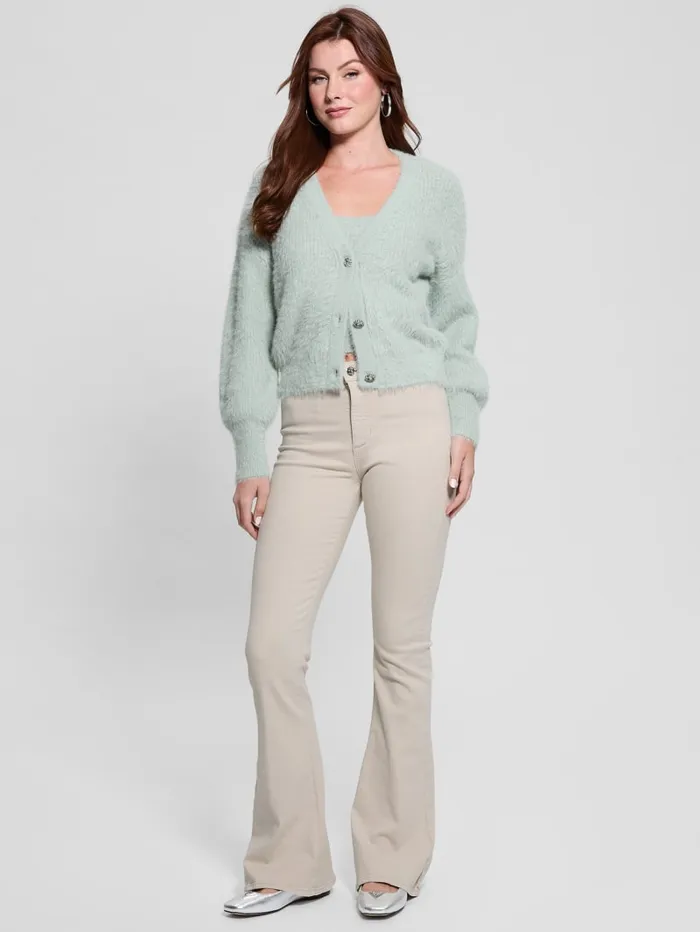 GUESS Tops Keyla Fuzzy Cardigan Blue 8211 Women