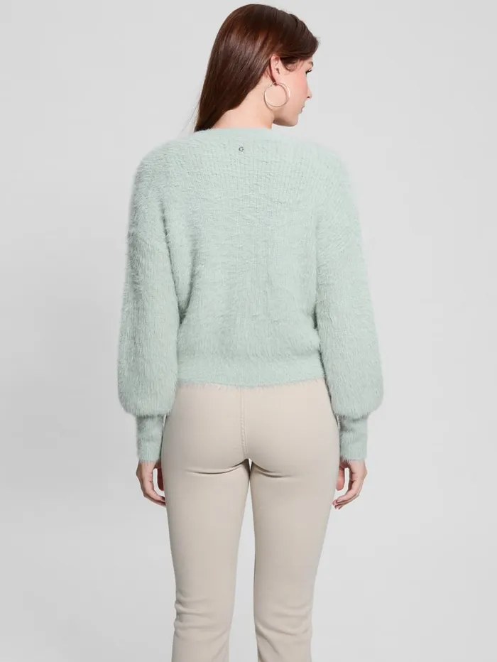 GUESS Tops Keyla Fuzzy Cardigan Blue 8211 Women