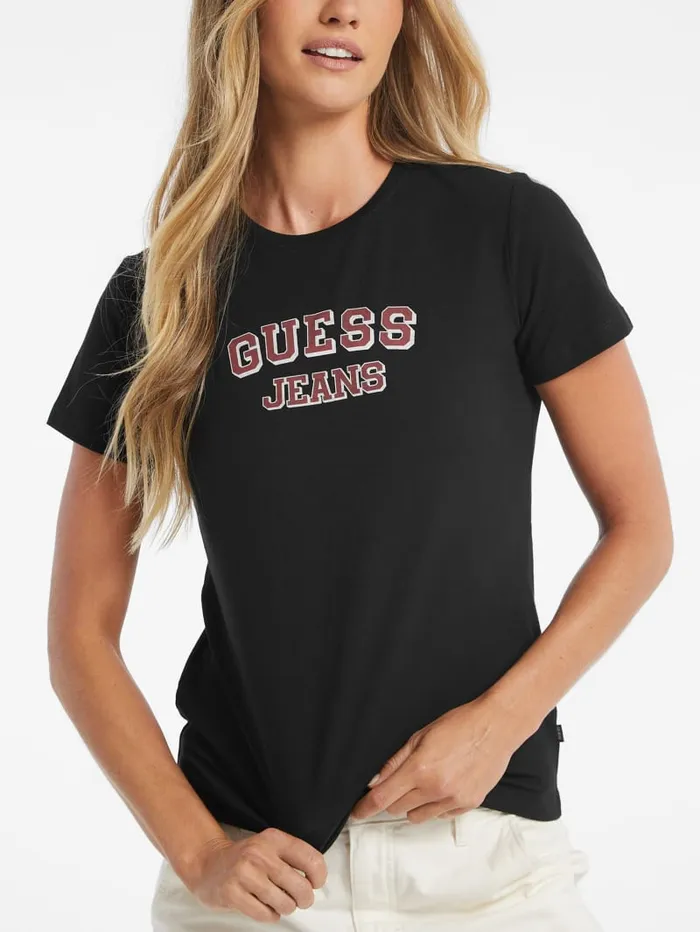 GUESS Tops Regular TwoTone Logo Tee Black 8211 Women