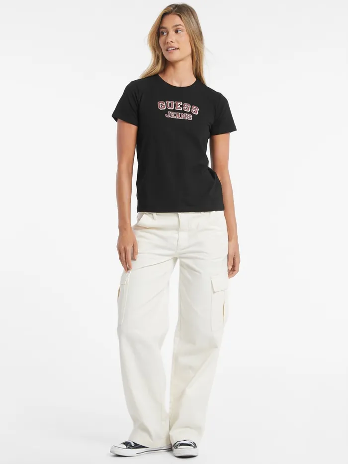 GUESS Tops Regular TwoTone Logo Tee Black 8211 Women