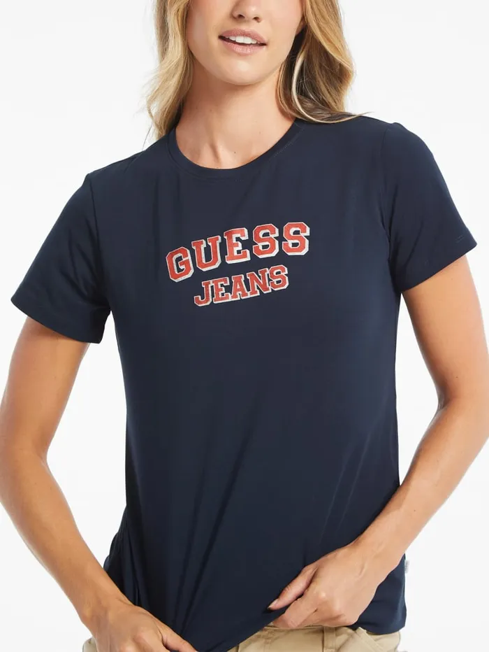 GUESS Tops Regular TwoTone Logo Tee Black 8211 Women