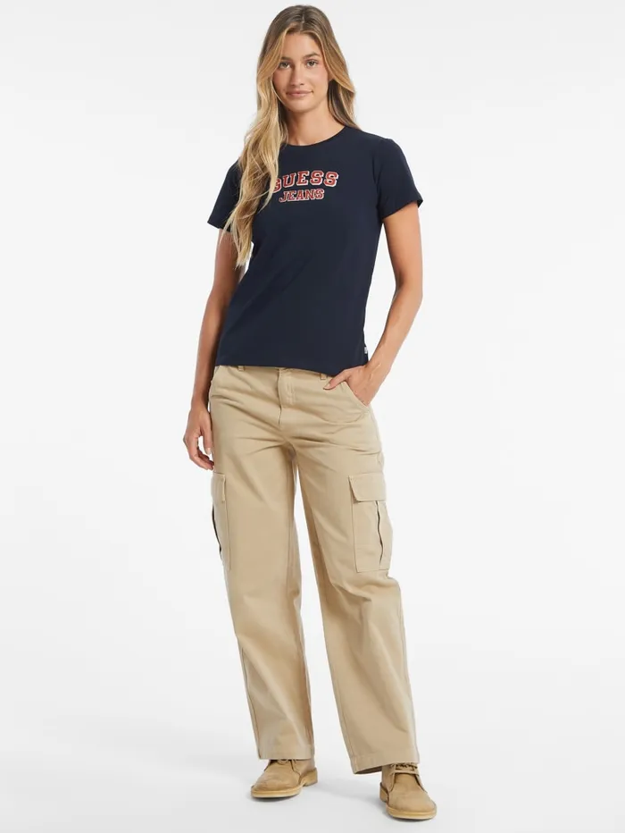 GUESS Tops Regular TwoTone Logo Tee Black 8211 Women