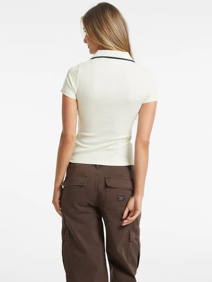 GUESS Tops Slim Embroidered Logo Polo White 8211 Women