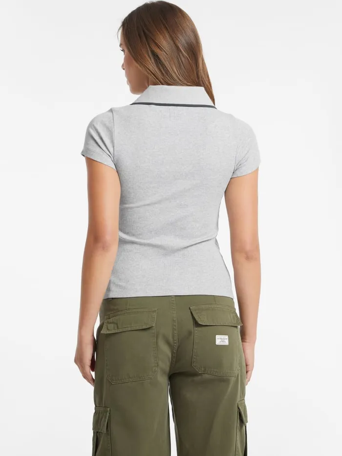 GUESS Tops Slim Embroidered Logo Polo White 8211 Women