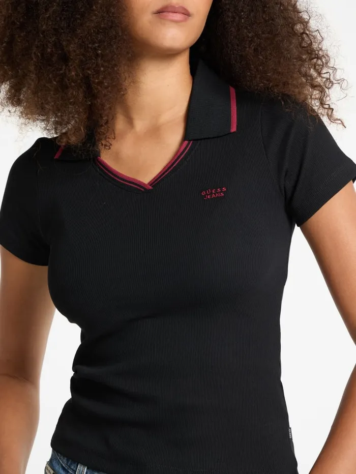 GUESS Tops Slim Embroidered Logo Polo White 8211 Women