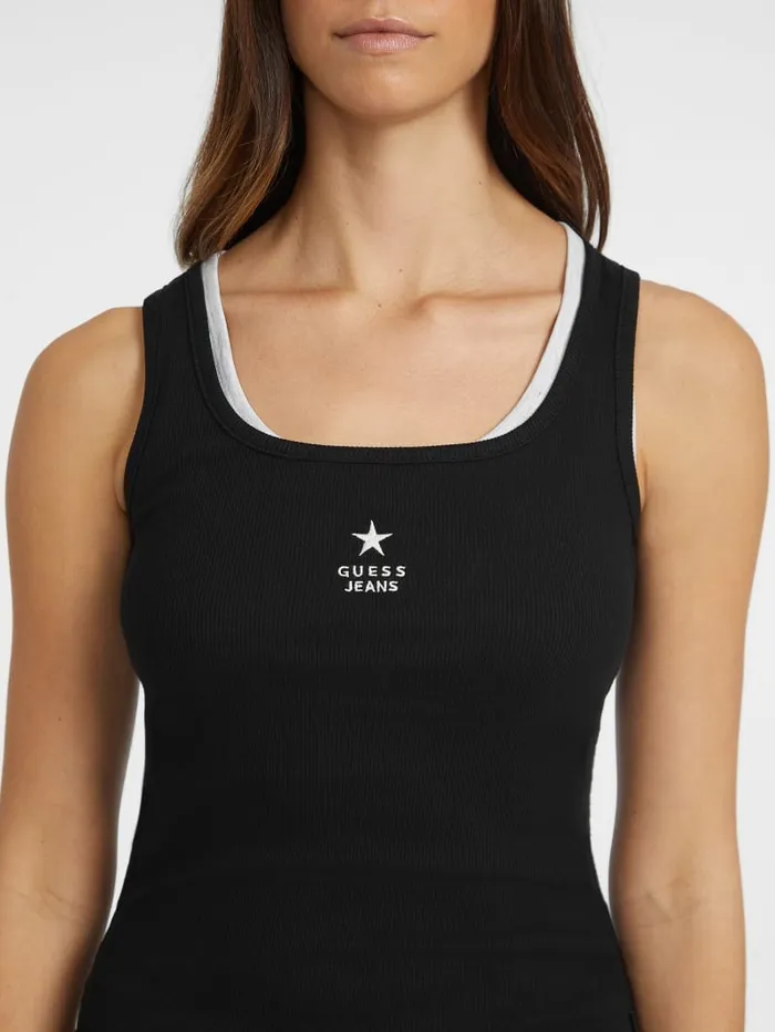 GUESS Tops Slim Embroidered Star Tank Black 8211 Women