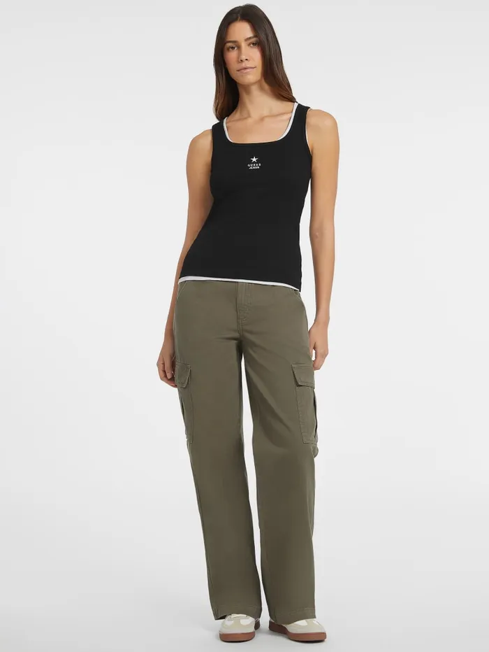 GUESS Tops Slim Embroidered Star Tank Black 8211 Women