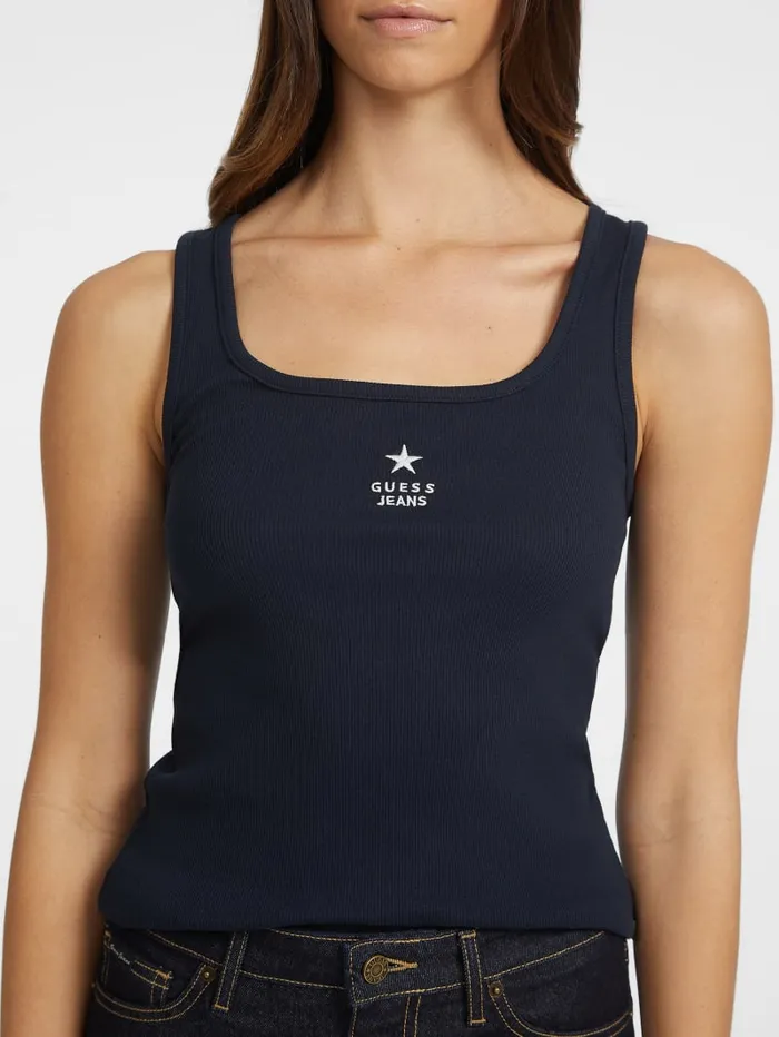 GUESS Tops Slim Embroidered Star Tank Black 8211 Women