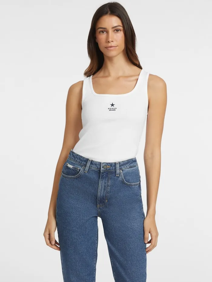 GUESS Tops Slim Embroidered Star Tank Black 8211 Women