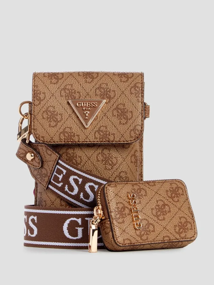 GUESS Travel and Tech Latona Quattro G Mini Phone Crossbody Brown 8211 Women