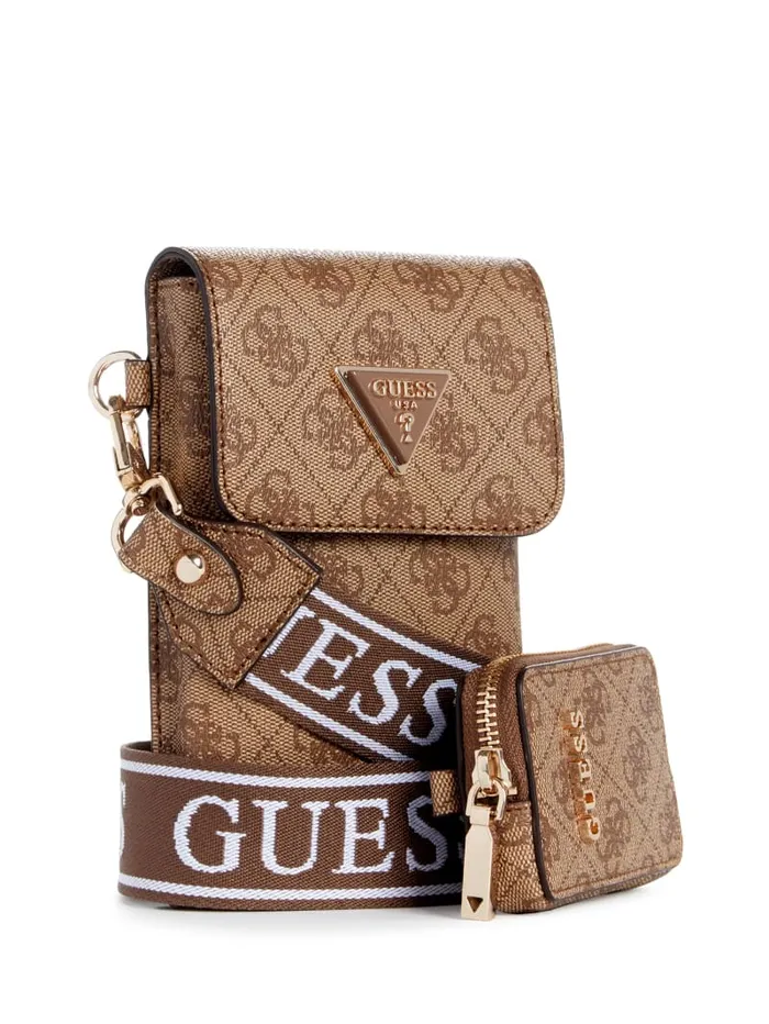 GUESS Travel and Tech Latona Quattro G Mini Phone Crossbody Brown 8211 Women