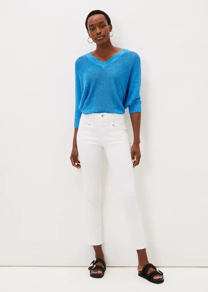 Hailee Topstitch Skinny Jeans Short White Women Phase Eight Trousers