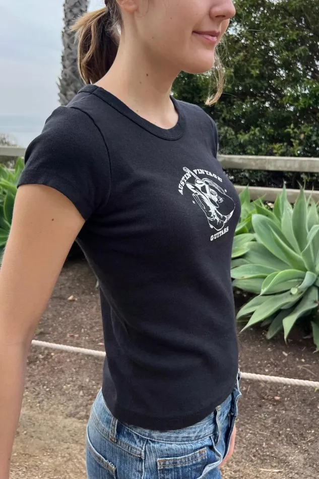 Hailie Austin Vintage Guitars Top Black Women Brandy Melville Tops