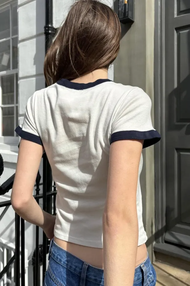 Hailie No Tom Guitars Top Natural White Women Brandy Melville Tops