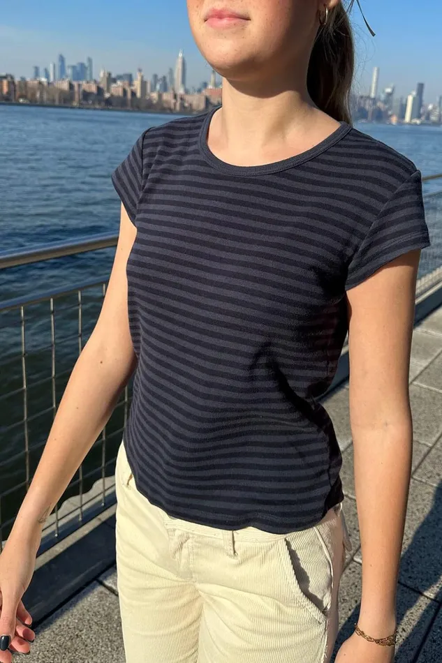 Hailie Stripe Top Navy Stripes Women Brandy Melville Tops