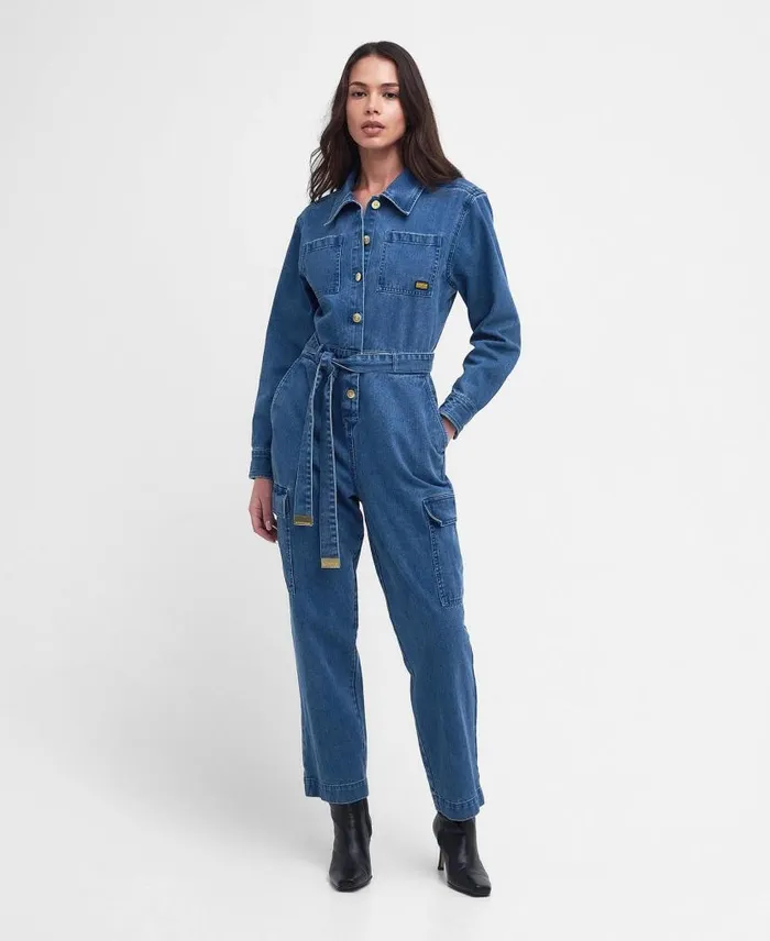 Hamilton Denim Jumpsuit Ecru Women Barbour Dresses and Skirts