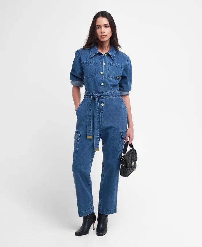 Hamilton Denim Jumpsuit Ecru Women Barbour Dresses and Skirts