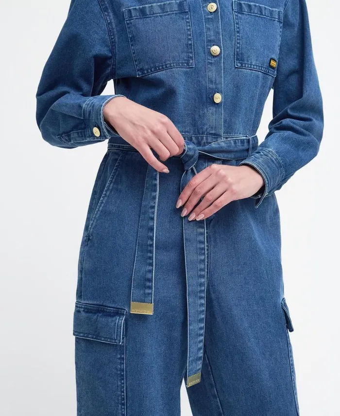 Hamilton Denim Jumpsuit Ecru Women Barbour Dresses and Skirts
