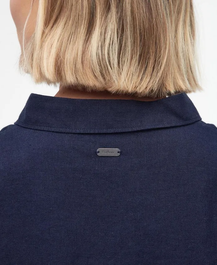 Hampton Relaxed LongSleeved Linen Shirt Primrose Pink Women Barbour Shirts and Blouses
