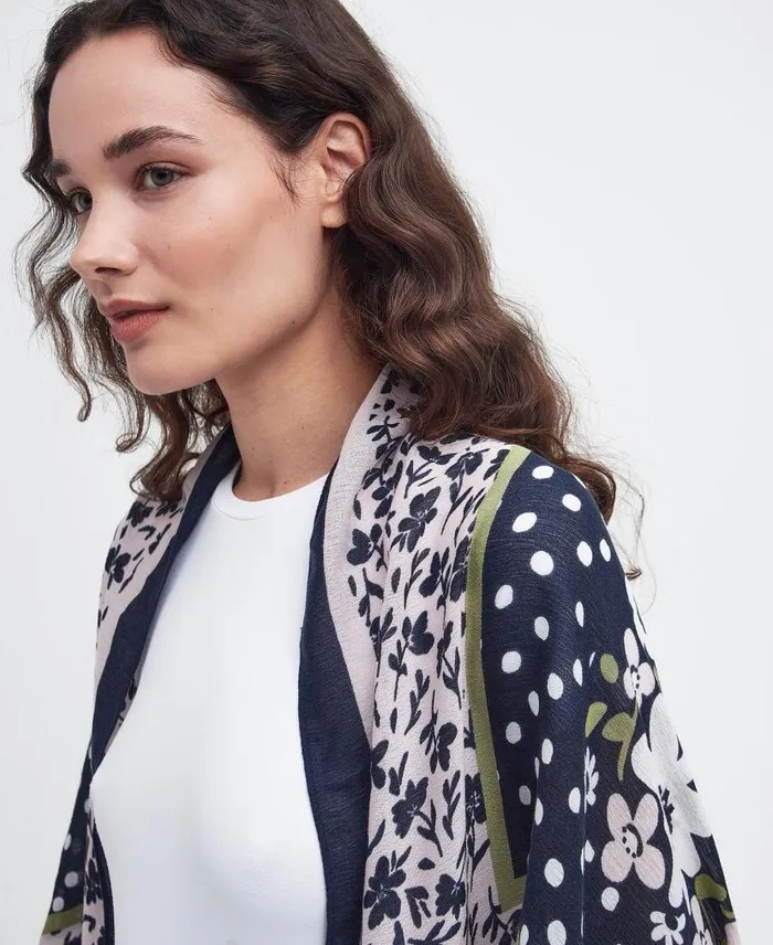 Harewood Cape Navyshell Pink Women Barbour Scarves and Wraps