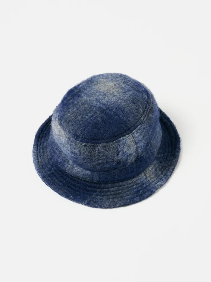 Hats Men Universal Works Universal Works Bucket Hat In NavyGrey Fresco Fleece