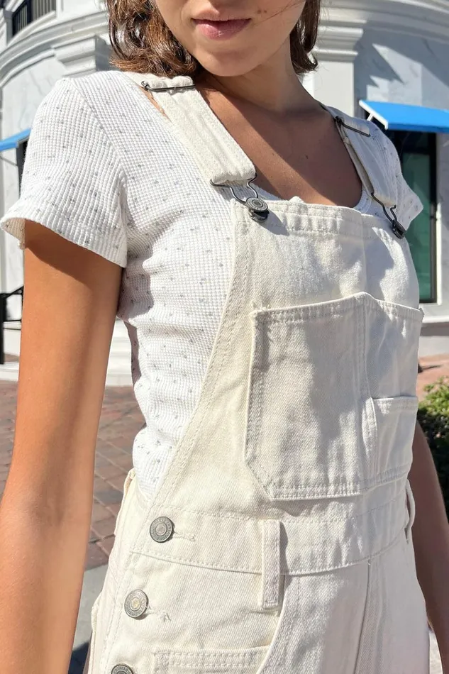 Hayley Overalls Ivory Women Brandy Melville Bottoms