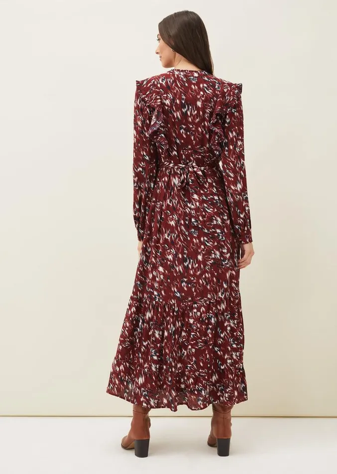 Helen Abstract Feather Print Midaxi Dress Burgundy Women Phase Eight Dresses Helen Abstract Feather Print Midaxi Dress Burgundy Women Phase Eight Dresses