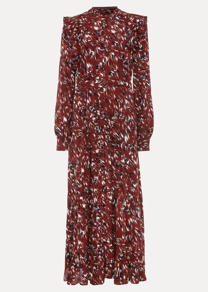 Helen Abstract Feather Print Midaxi Dress Burgundy Women Phase Eight Dresses Helen Abstract Feather Print Midaxi Dress Burgundy Women Phase Eight Dresses