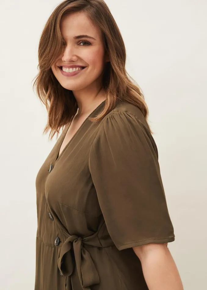 Henley Tie Dress Khaki Women Phase Eight Dresses
