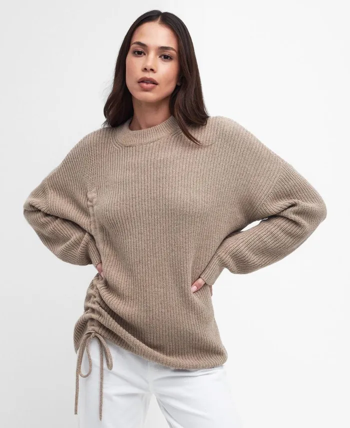 Henlow Crew Neck Jumper Oat Women Barbour Jumpers