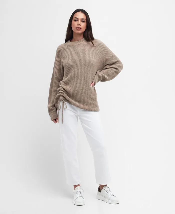 Henlow Crew Neck Jumper Oat Women Barbour Jumpers