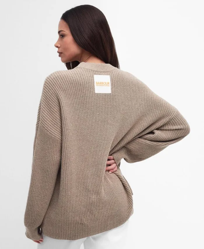 Henlow Crew Neck Jumper Oat Women Barbour Jumpers