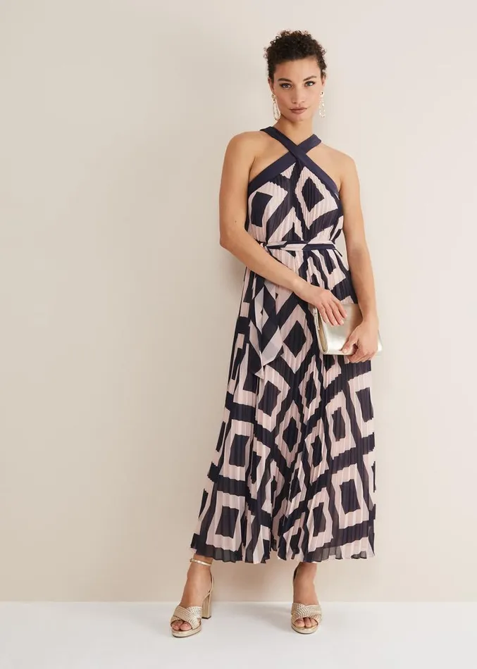 Hestia Diamond Trapeze Maxi Dress Navypink Women Phase Eight Dresses