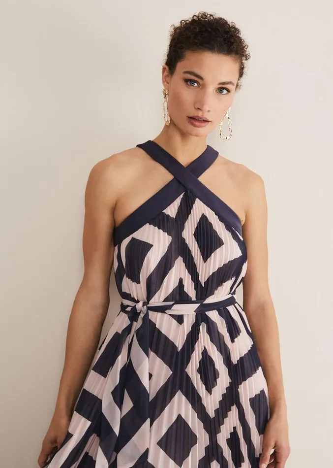 Hestia Diamond Trapeze Maxi Dress Navypink Women Phase Eight Dresses