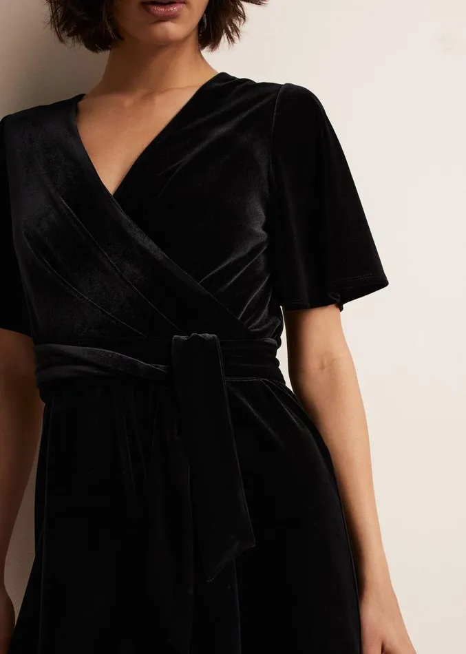 Holly Black Velvet Playsuit Black Women Phase Eight Dresses