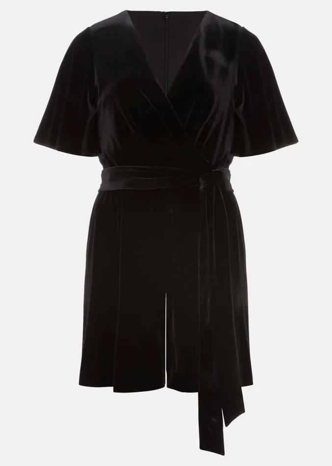 Holly Black Velvet Playsuit Black Women Phase Eight Dresses