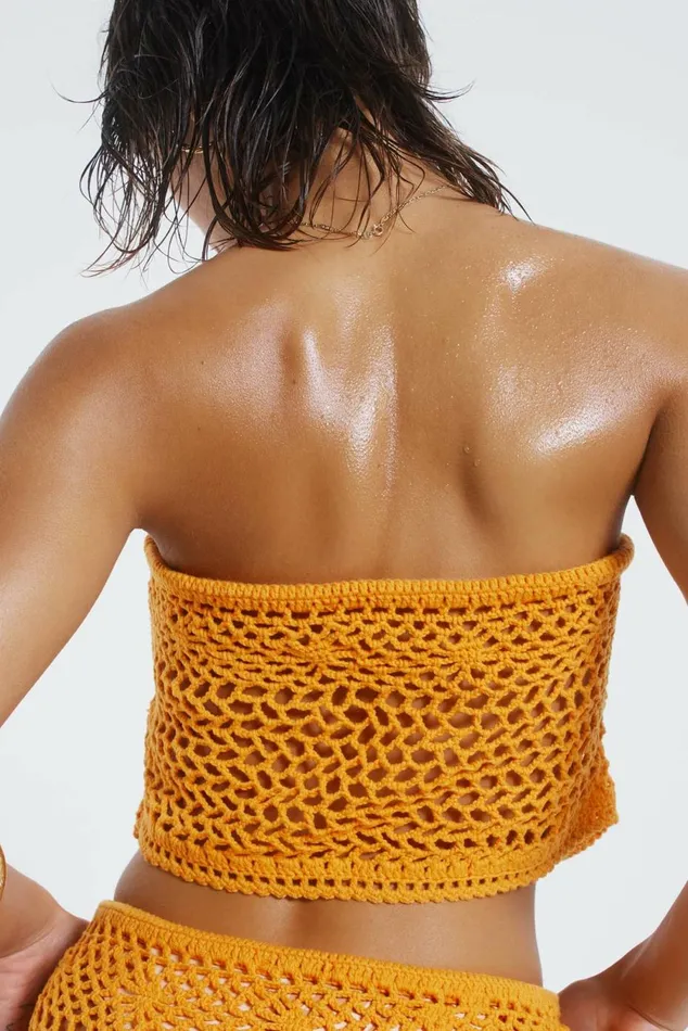 Honolulu Asymmetric Crochet Boob Tube Orange Women Jaded London Beach Cover Ups Honolulu Asymmetric Crochet Boob Tube Orange Women Jaded London Beach Cover Ups