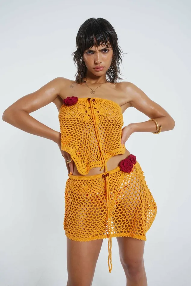 Honolulu Asymmetric Crochet Boob Tube Orange Women Jaded London Beach Cover Ups Honolulu Asymmetric Crochet Boob Tube Orange Women Jaded London Beach Cover Ups